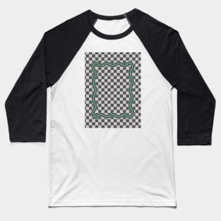 90s Checkerboard - Green Pink Baseball T-Shirt